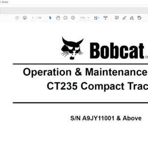 Bobcat CT235 Compact Tractor Operation & Maintenance Manual - PDF DOWNLOAD
