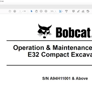 Bobcat E32 Compact Excavator Operation And Maintenance Manual - PDF DOWNLOAD
