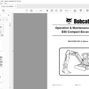 Bobcat E50 Compact Excavator Operation & Maintenance Manual 6989440 (3-11) - PDF DOWNLOAD