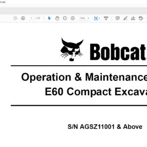 Bobcat E60 Compact Excavator Operation & Maintenance Manual 6987189 (10-09) - PDF DOWNLOAD