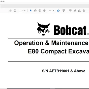 Bobcat E80 Compact Excavator Operation & Maintenance Manual  6987193 (2-11 )- PDF DOWNLOAD