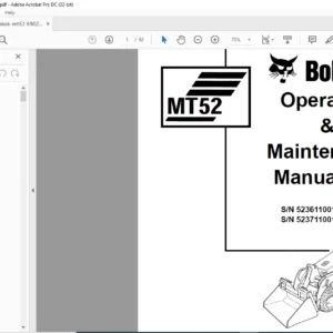 Bobcat MT52 Operation & Maintenance Manual - PDF DOWNLOAD