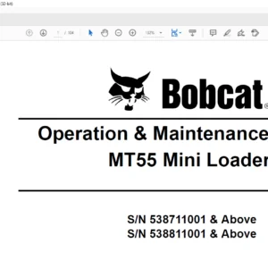 Bobcat MT55 Mini Loader Operation And Maintenance Manual - PDF DOWNLOAD