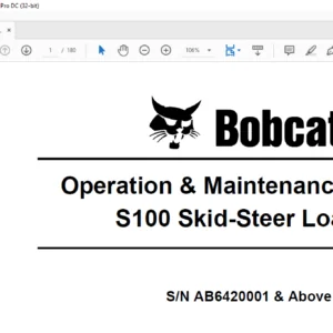 Bobcat S100 Skid-Steer Loader Operation & Maintenance Manual - PDF DOWNLOAD