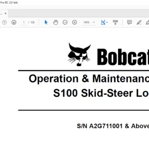 Bobcat S100 Skid-Steer Loader Operation & Maintenance Manual 6904925 (8-07) - PDF DOWNLOAD