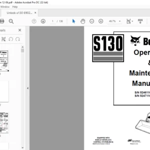 Bobcat S130 Operation & Maintenance Manual - PDF DOWNLOAD