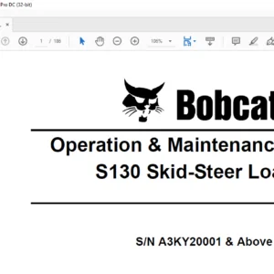 Bobcat S130 Skid-Steer Loader Operation & Maintenance Manual - PDF DOWNLOAD