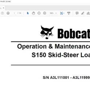 Bobcat Skid-Steer Loader S150  Operation & Maintenance Manual - PDF DOWNLOAD