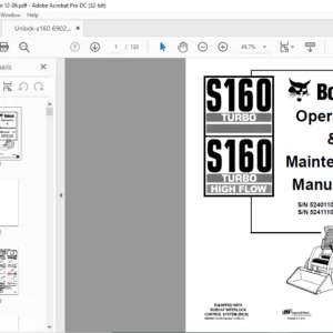 Bobcat S160 Turbo S160 Turbo High Flow Operation & Maintenance Manual - PDF DOWNLOAD