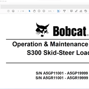 Bobcat S300 Skid-Steer Loader Operation & Maintenance Manual - PDF DOWNLOAD