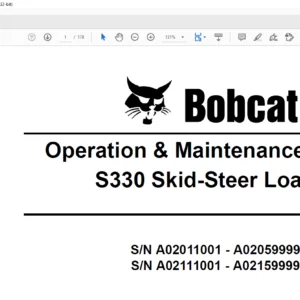 Bobcat S330 Skid-Steer Loader Operation & Maintenance Manual - PDF DOWNLOAD