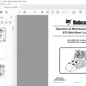 Bobcat S70 Skid-Steer Loader Operation & Maintenance Manual - PDF DOWNLOAD