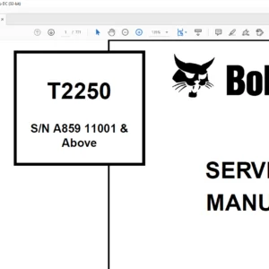 Bobcat T2250 Service Manual S/N A859 11001 & Above - PDF DOWNLOAD