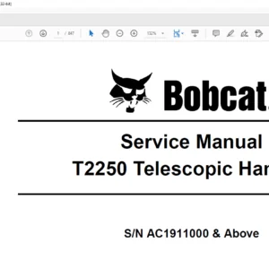 Bobcat T2250 Telescopic Handler Service Manual 6987147 (02-10) - PDF DOWNLOAD