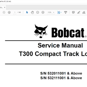 Bobcat T300 Compact Track Loader Service Manual 6904168 (3-09) - PDF DOWNLOAD