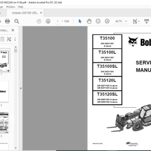 Bobcat T35100 T35100L T35100SL T35120L T35120SL Service Manual 4852240-EN (09-06) -  PDF DOWNLOAD