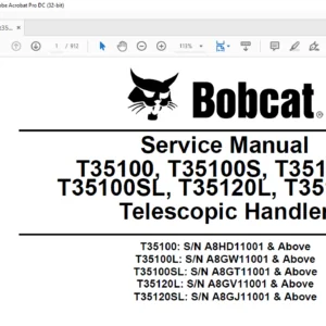 Bobcat T35100 T35100S T35100L T35100SL T35120L T35120SL Service Manual 6986766 (11-07) Revised (02-10) - PDF DOWNLOAD