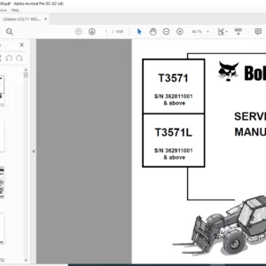 Bobcat T3571 T3571L Service Manual 4852150 (07-06) - PDF DOWNLOAD