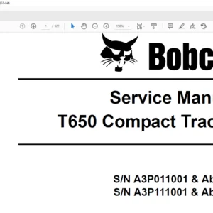 Bobcat T650 Compact Track Loader Service Manual 6987172 (12-10) - PDF DOWNLOAD