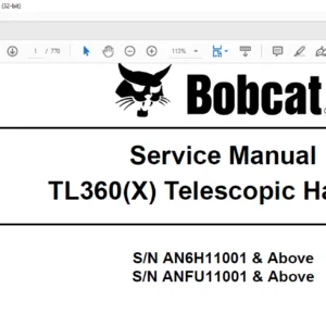 Bobcat TL360(X) Telescopic Handler Service Manual 6990100 (05-11) - PDF DOWNLOAD