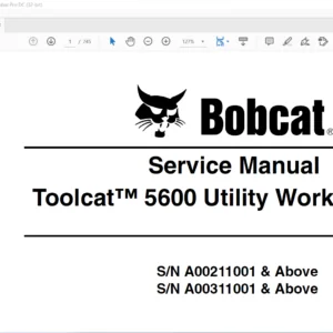 Bobcat Toolcat™ 5600 Utility Work Machine Service Manual 6904209 (2-10) - PDF DOWNLOAD