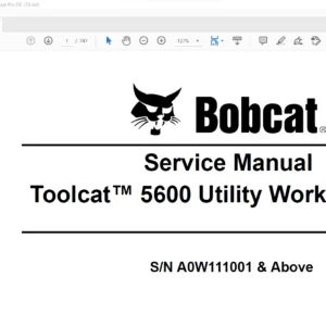 Bobcat Toolcat™ 5600 Utility Work Machine Service Manual 6904792 (3-11) - PDF DOWNLOAD