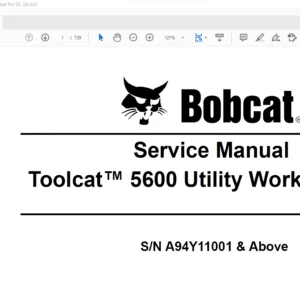 Bobcat Toolcat™ 5600 Utility Work Machine Service Manual 6990050 (3-11) - PDF DOWNLOAD