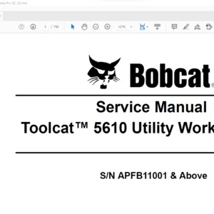 Bobcat Toolcat™ 5610 Utility Work Machine Service Manual 6990054 (3-11) - PDF DOWNLOAD