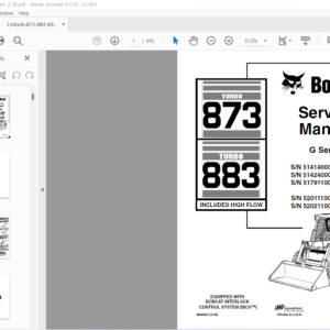 Bobcat Turbo 873 Turbo 883 Includes High Flow G Series Service Manual