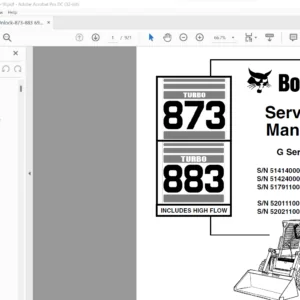Bobcat Turbo 873 Turbo 883 Includes High Flow G Series Service Manual 6900847 (7-10)