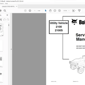 Bobcat Utility Vehicle 2100 2100S Service Manual 6901987 (5-09) - PDF DOWNLOAD