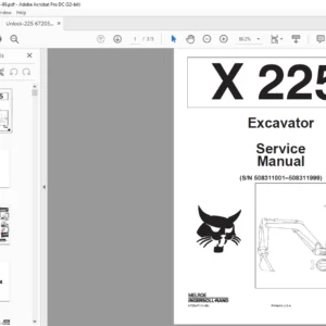Bobcat X 225 Excavator Service Manual 6720347 (11–89) - PDF DOWNLOAD