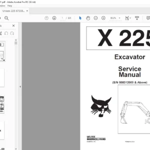 Bobcat X 225 Excavator Service Manual 6720874 (1–91) - PDF DOWNLOAD