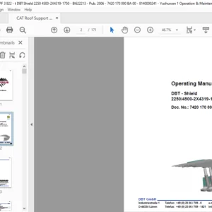 CAT Roof Support DBT - Shield 22504500-2X4319-1750 Operation Manual - PDF DOWNLOAD