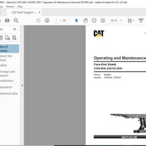 CAT Roof Support Face-End Shield 21003800-2X6760-2050 Operating and Maintenance Manual - PDF DOWNLOAD