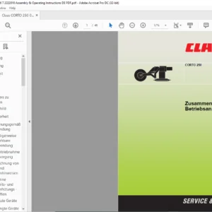 CLASS CORTO 250 Zusammenbau- und Betriebsanleitung - PDF DOWNLOAD (GERMAN)