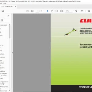 CLAAS TRANSPORTWAGEN DIRECT DISC 610 520 Contour 520 Comfort Zusammenbau- und Betriebsanleitung Manual - PDF DOWNLOAD (GERMAN)