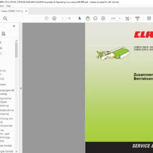 CLAAS CORTO 310 S / 310 N 270 S / 270 NC / 270 N Zusammenbau- und Betriebsanleitung Manual - PDF DOWNLOAD (GERMAN)
