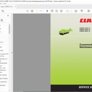 Claas CORTO 210 N / S 185 N / S 165 N / S Zusammenbau- und Betriebsanleitung Manual - PDF DOWNLOAD (german)