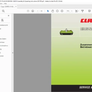 Claas CORTO 3150 F Profil 275 F Profil Zusammenbau- und Betriebsanleitung Manual - PDF DOWNLOAD