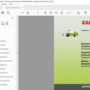 Claas Combines Dominator 130 Bagging platform Assembly Instruction Manual FR_DE_EN - PDF DOWNLOAD