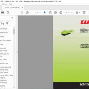 Claas Corto 210 N S Corto 185 N S Corto 165 N S Assembly & Operator's Manual - PDF DOWNLOAD