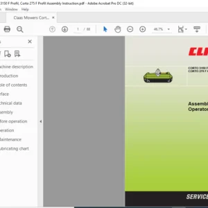 Claas Corto 3150 F Profil Corto 275 F Profil Assembly & Operator's Manual - PDF DOWNLOAD