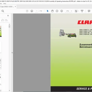 Claas DISCO 3000 TC / 3000 TC PLUS 3000 TC FG / 3000 TC FG PLUS 3000 TRC / 3000 TRC PLUS 3000 AS / 3000 AS PLUS Zusammenbau- und Betriebsanleitung Manual