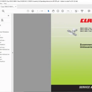 Claas DISCO 9300 C Duo 9300 RC Duo 8600 C Duo Zusammenbau- und Betriebsanleitung Manual  - PDF DOWNLOAD (German)