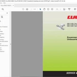 Claas DISCO 9300 C Duo 9300 RC Duo 8600 C Duo Zusammenbau- und Umbauanleitung Manual - PDF DOWNLOAD (GERMAN)
