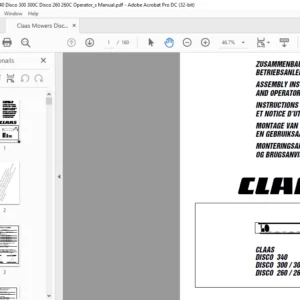 Claas Disco 340 Disco 300 300C Disco 260 260C Assembly Instructions & Operator's Manual - PDF DOWNLOAD