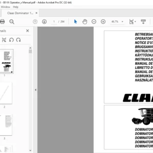 Claas Dominator 128 VX 108 VX 98 VX 98 cVX 88 VX Operator's Manual - PDF DOWNLOAD