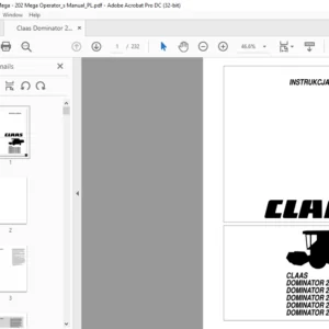 Claas Dominator 218 208 204 203 202 Mega INSTRUKCJA OBSLUGI - PDF DOWNLOAD (Polish)