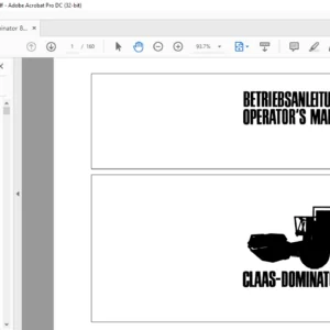 Claas Dominator 85 Operator's Manual - PDF DOWNLOAD